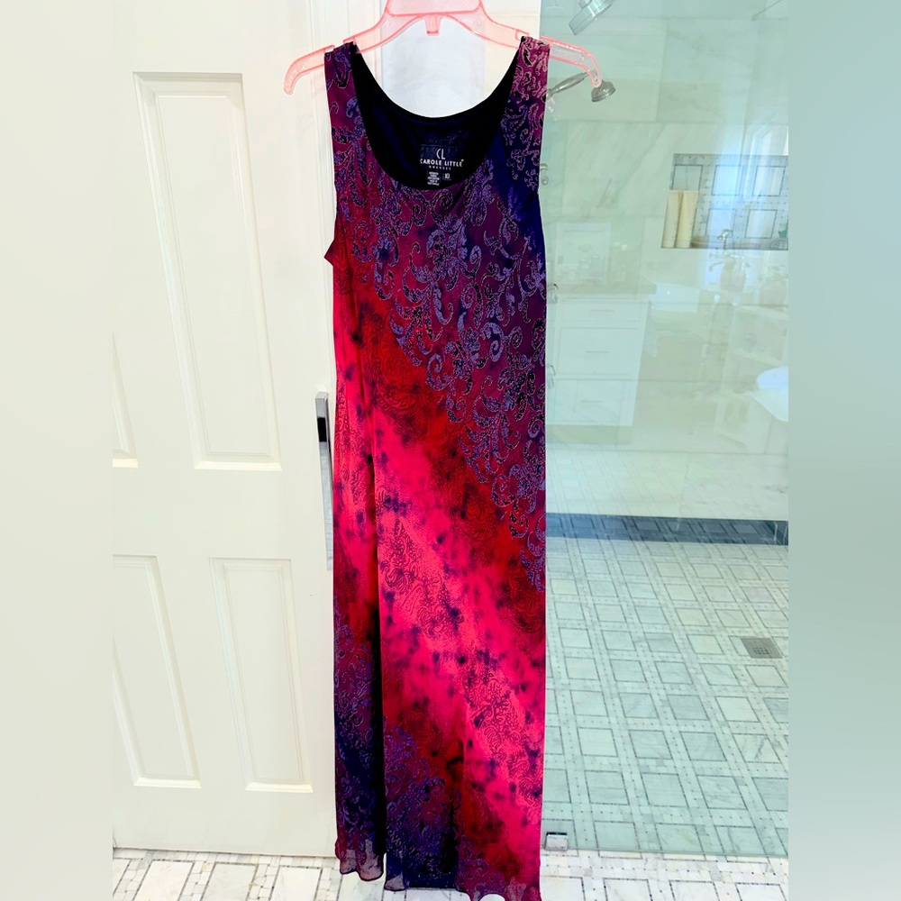 Carole Little Sleeveless Maxi Dress in Pink and Purple Paisley